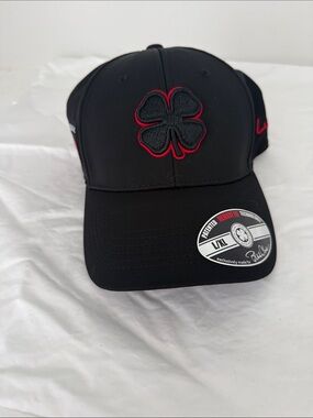 Black Clover Men's Baseball Cap with Red-Trim Clover Accent